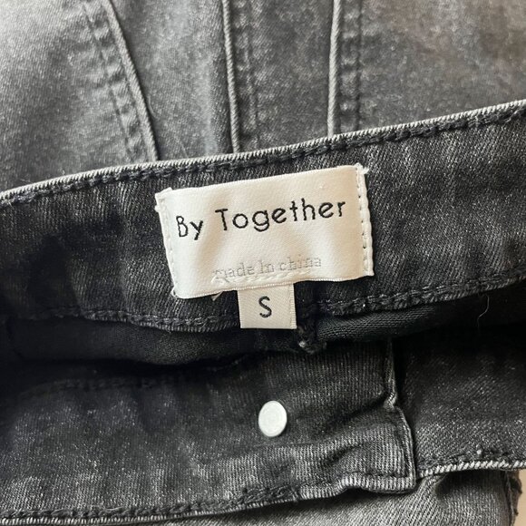 By Together Black Denim High Rise Flare Bell Bottom Jeans Boho Hippie Size Small - Picture 4 of 7